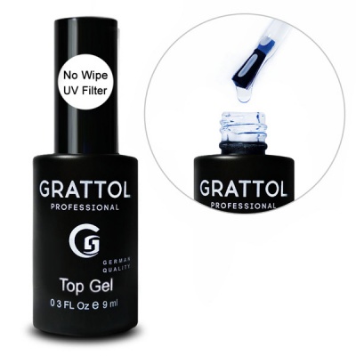 Топ без липкого слоя c УФ фильтром  No Wipe Top Gel UV Filter Grattol