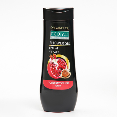 ECOandVIT/ Гель для душа тонизирующий, гранат и фундук, серии Organic Oil 400 мл.